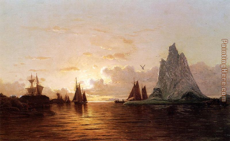 Sunset at the Strait of Belle Isle painting - William Bradford Sunset at the Strait of Belle Isle art painting